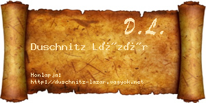 Duschnitz Lázár névjegykártya